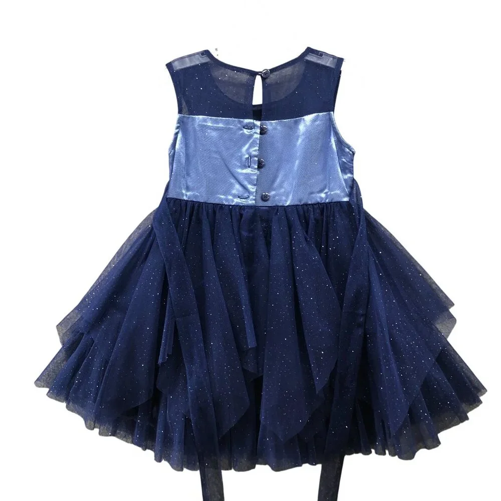 Jona Michelle Party Dress Girls 4T‎ Blue Sequin Sleeveless Tulle Sparkly